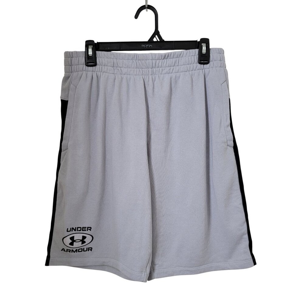 Under Armour Size L Gray with Black Fitted Rival French Terry Shorts Gently Used